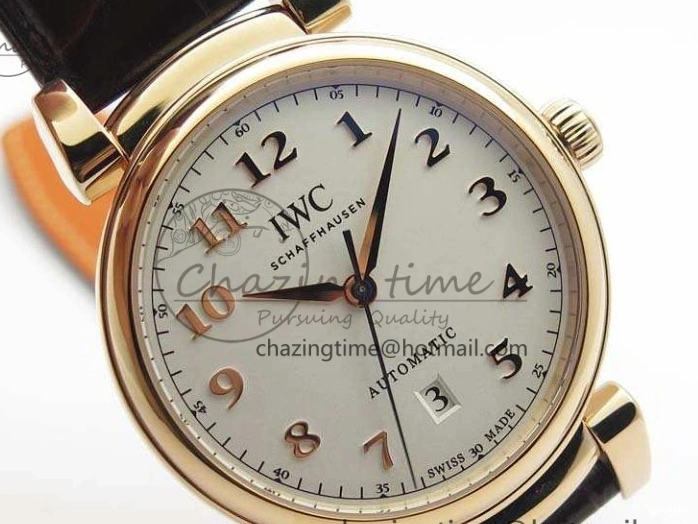 MIROTIME 0722 Neat Da Vinci IW356601 RG MKF 1:1 Best Edition White Dial On Brown Leather Strap A 7230